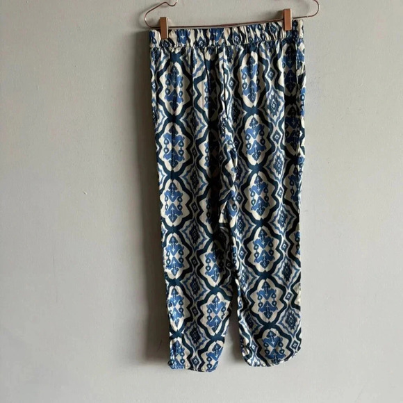 Zara Womens Bloggers Favorite Satin Printed Pants Blue Size Medium - Picture 9 of 13